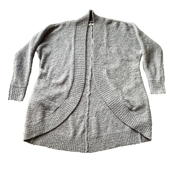 UGG Cardigan Sweater L XL Fremont Fluffy Knit Lounge Wear Open Front Circle Gray - Picture 1 of 8